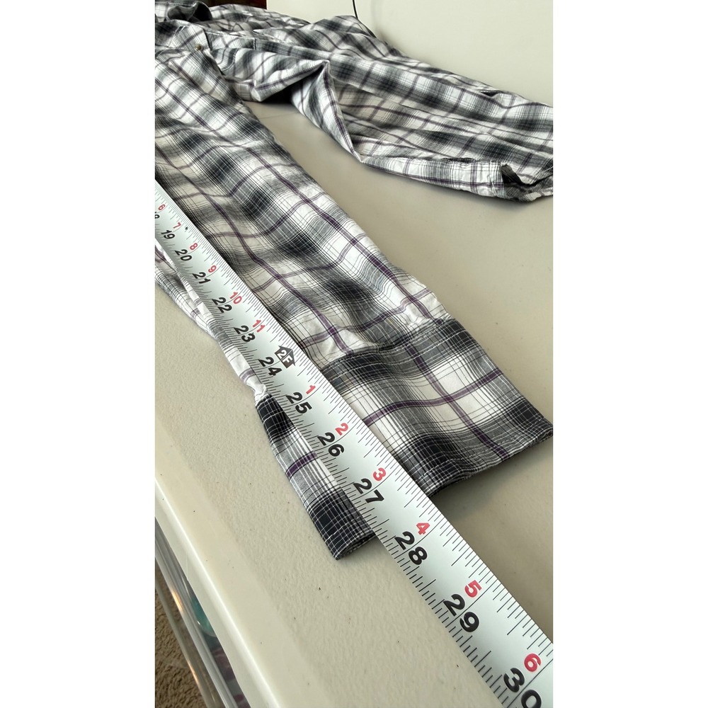 Wrangler Retro Western Shirt Black White Purple Plaid Pearl Snaps Men L - Picture 9 of 10
